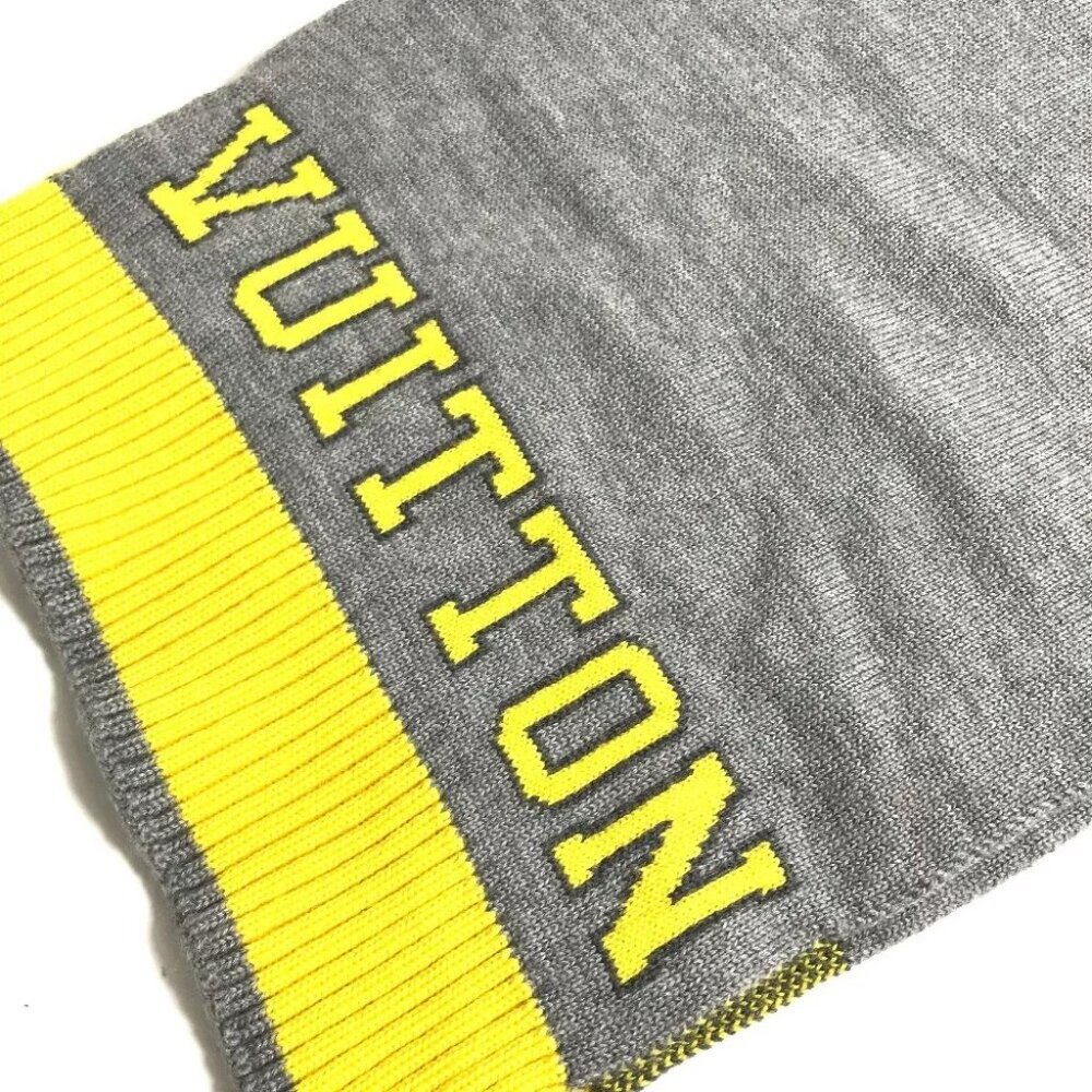LOUIS VUITTON M71230 Echarpes-Louis logo Scarf wool yellow/gray - Picture 7 of 10